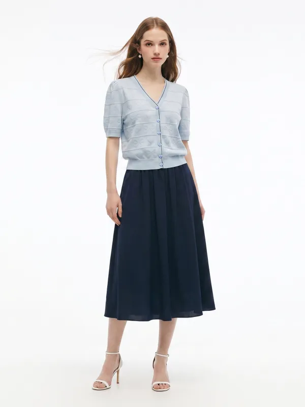 Lyocell Blend Jacquard Knit Top And Skirt Two-Piece Set made by Goelia