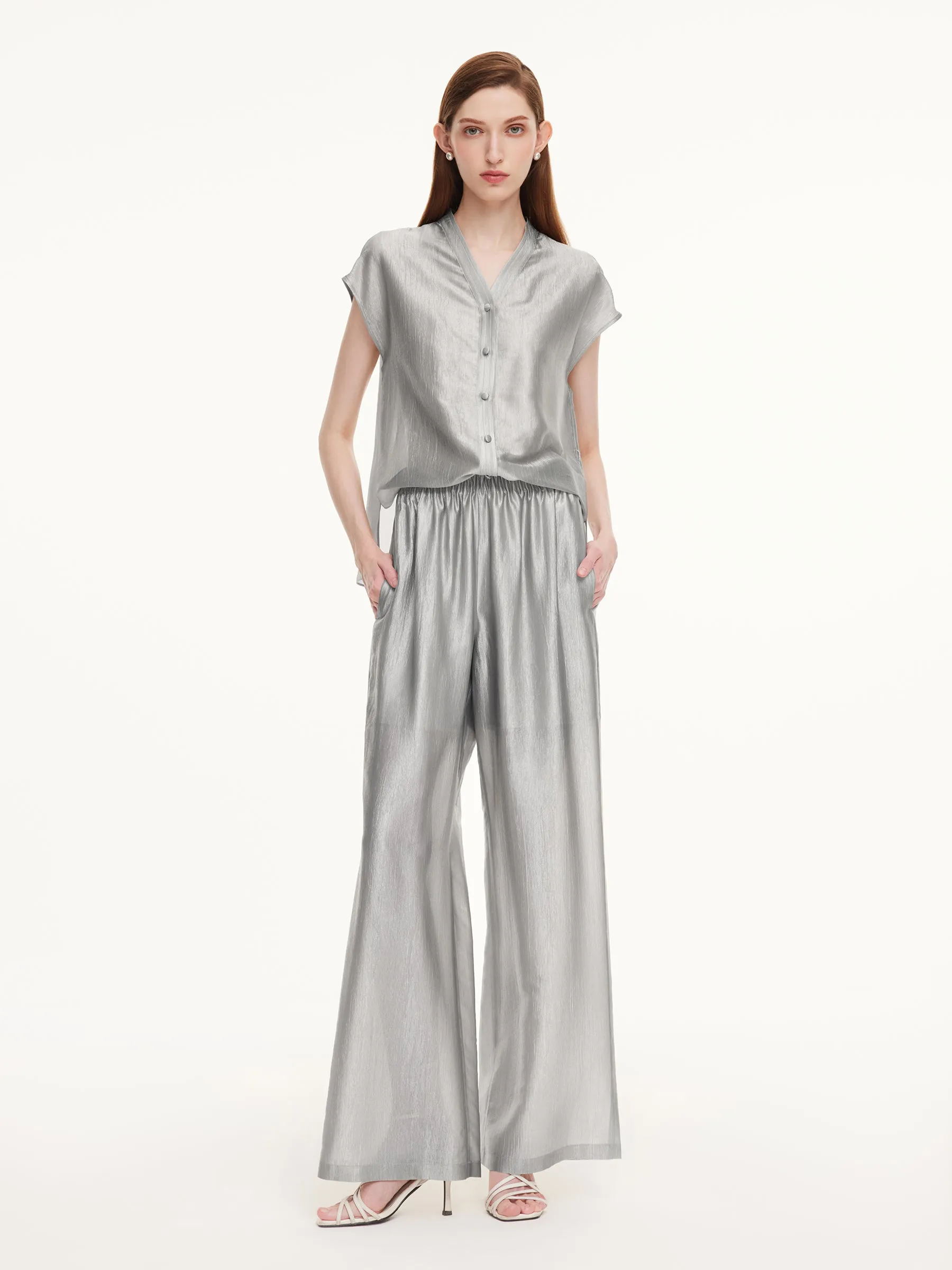Acetate Blend Shirt And Pants Two-Piece Set sold by Goelia product image thumbnail 5
