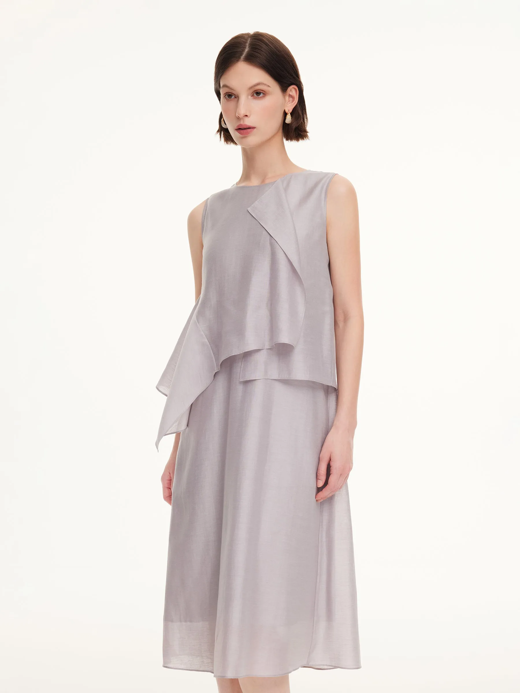 Tencel Acetate Linen Blend Women Ruffle Maxi Dress sold by Goelia product image thumbnail 4