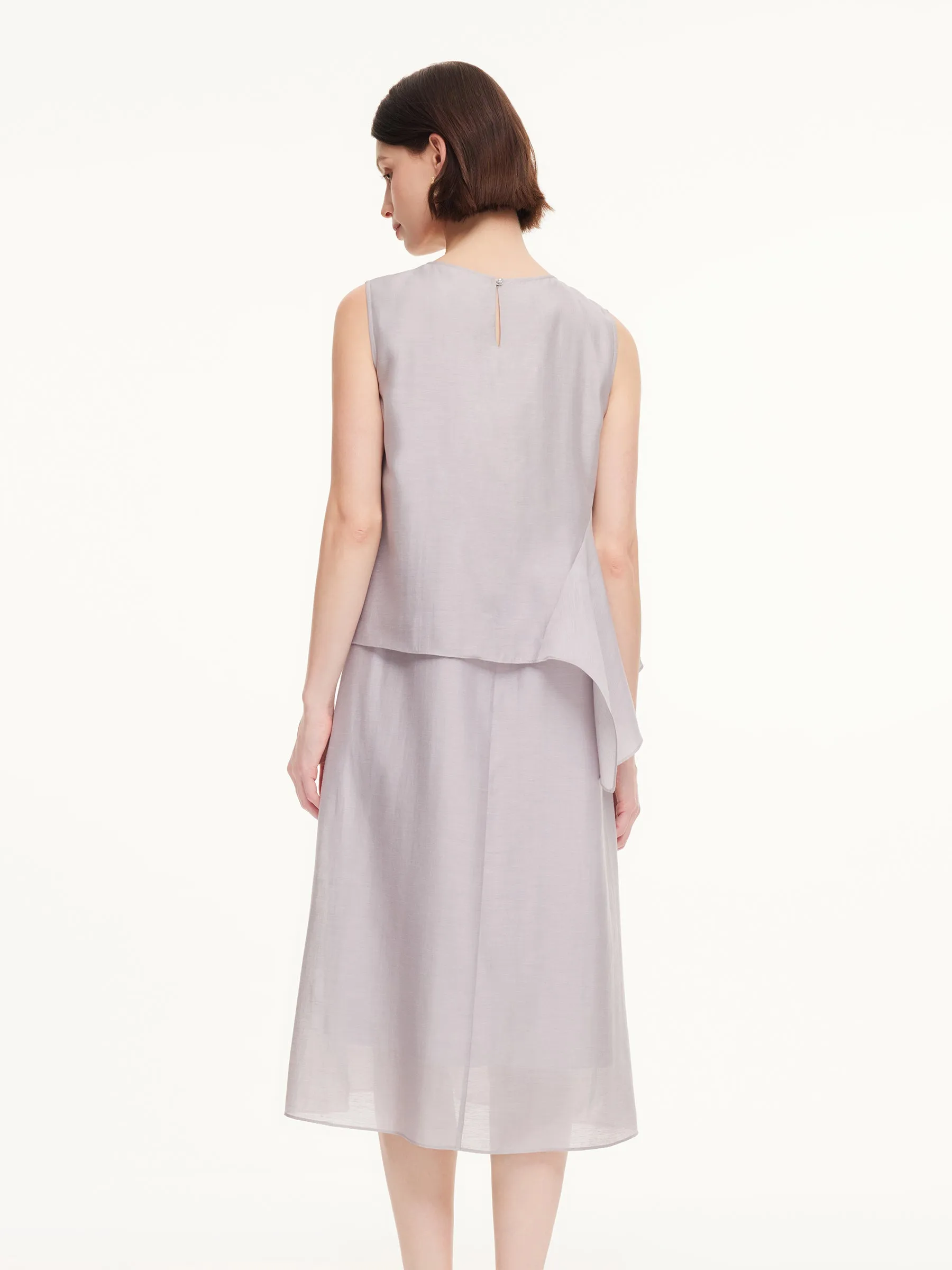 Tencel Acetate Linen Blend Women Ruffle Maxi Dress sold by Goelia product image thumbnail 3