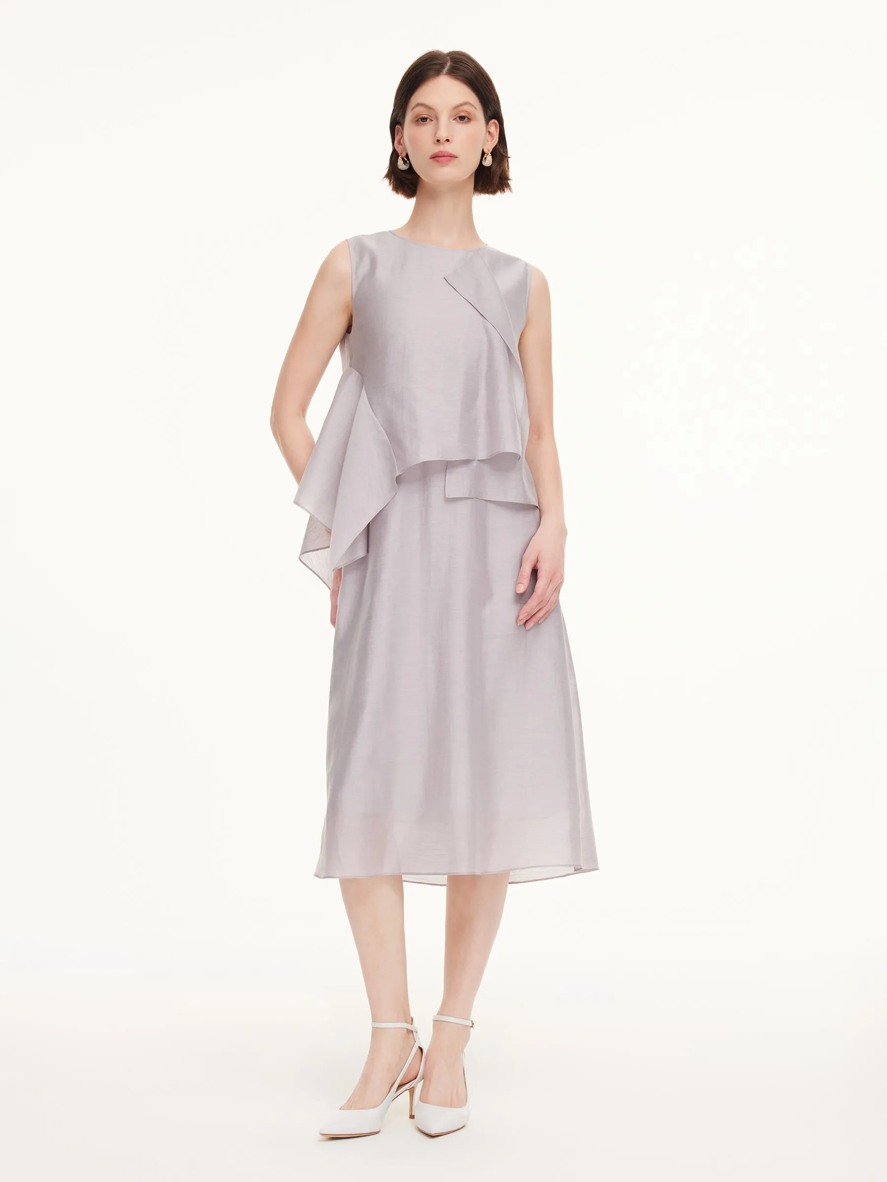 Tencel Acetate Linen Blend Women Ruffle Maxi Dress sold by Goelia product image thumbnail 2
