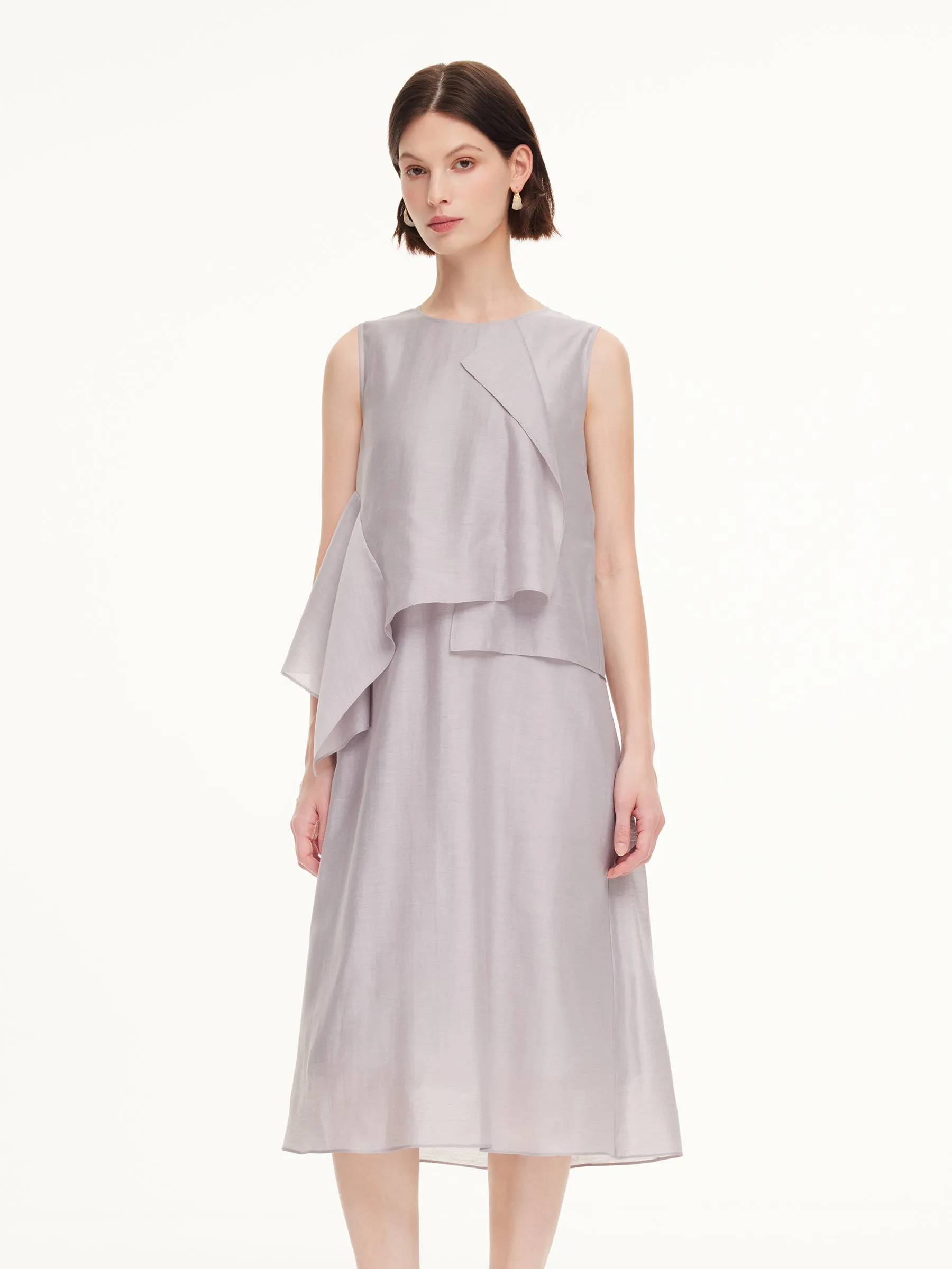 Tencel Acetate Linen Blend Women Ruffle Maxi Dress sold by Goelia