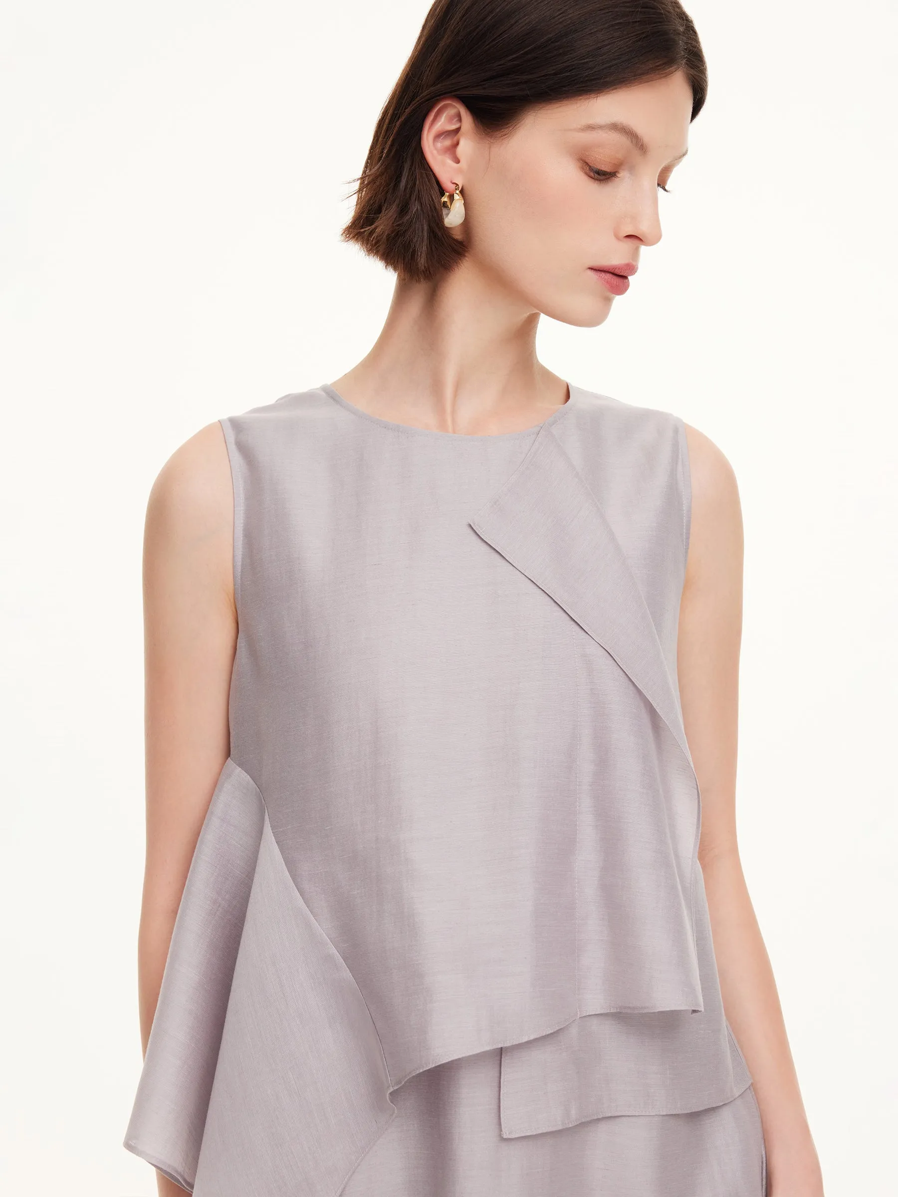 Tencel Acetate Linen Blend Women Ruffle Maxi Dress sold by Goelia product image thumbnail 5