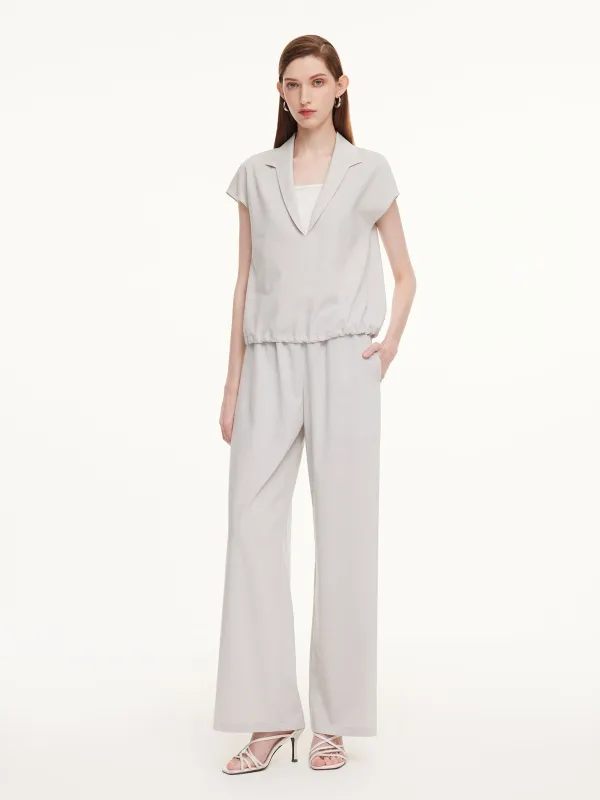 Tencel Linen Blend Top And Pants Two-Piece Set made by Goelia