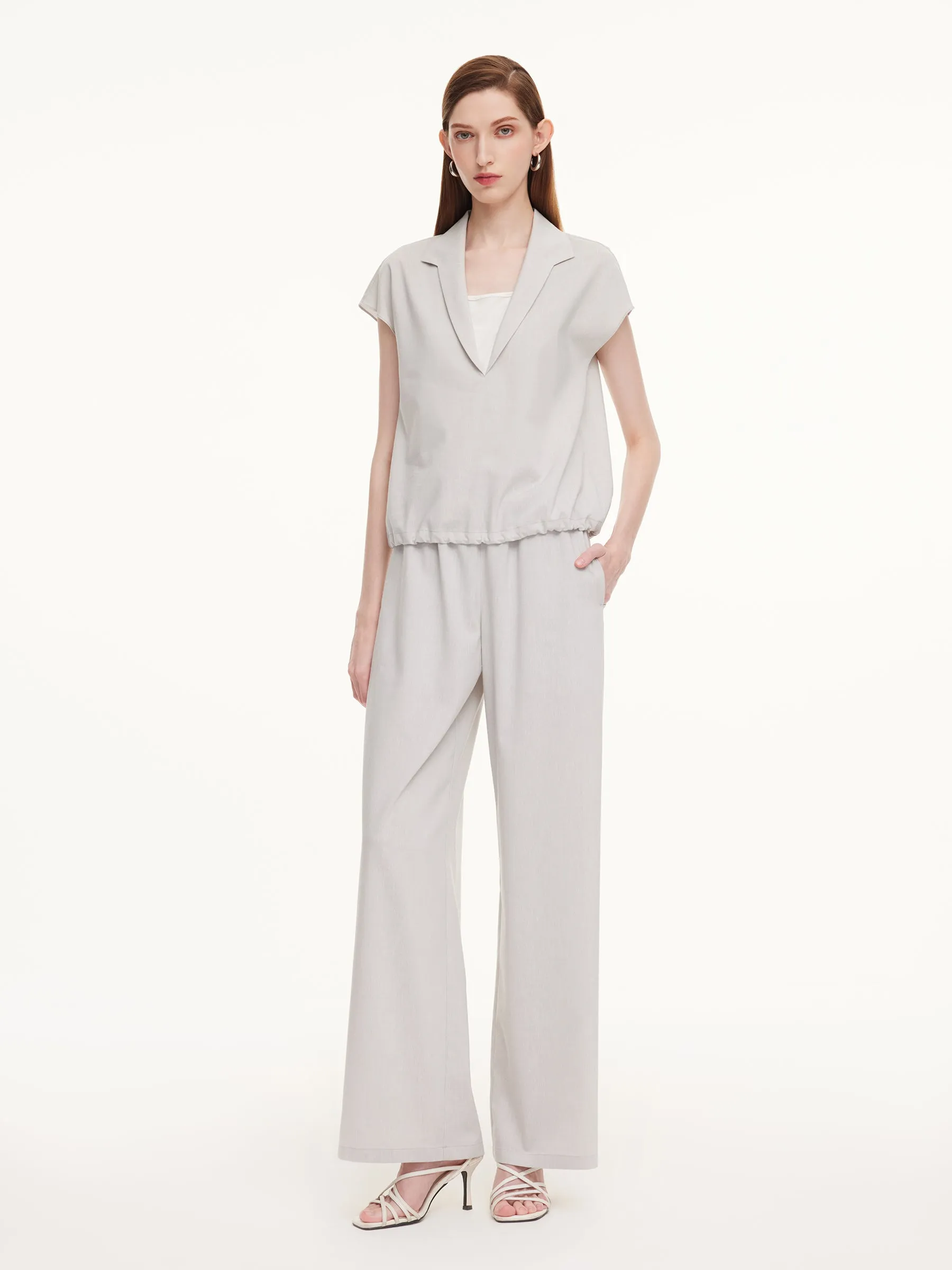 Tencel Linen Blend Top And Pants Two-Piece Set sold by Goelia