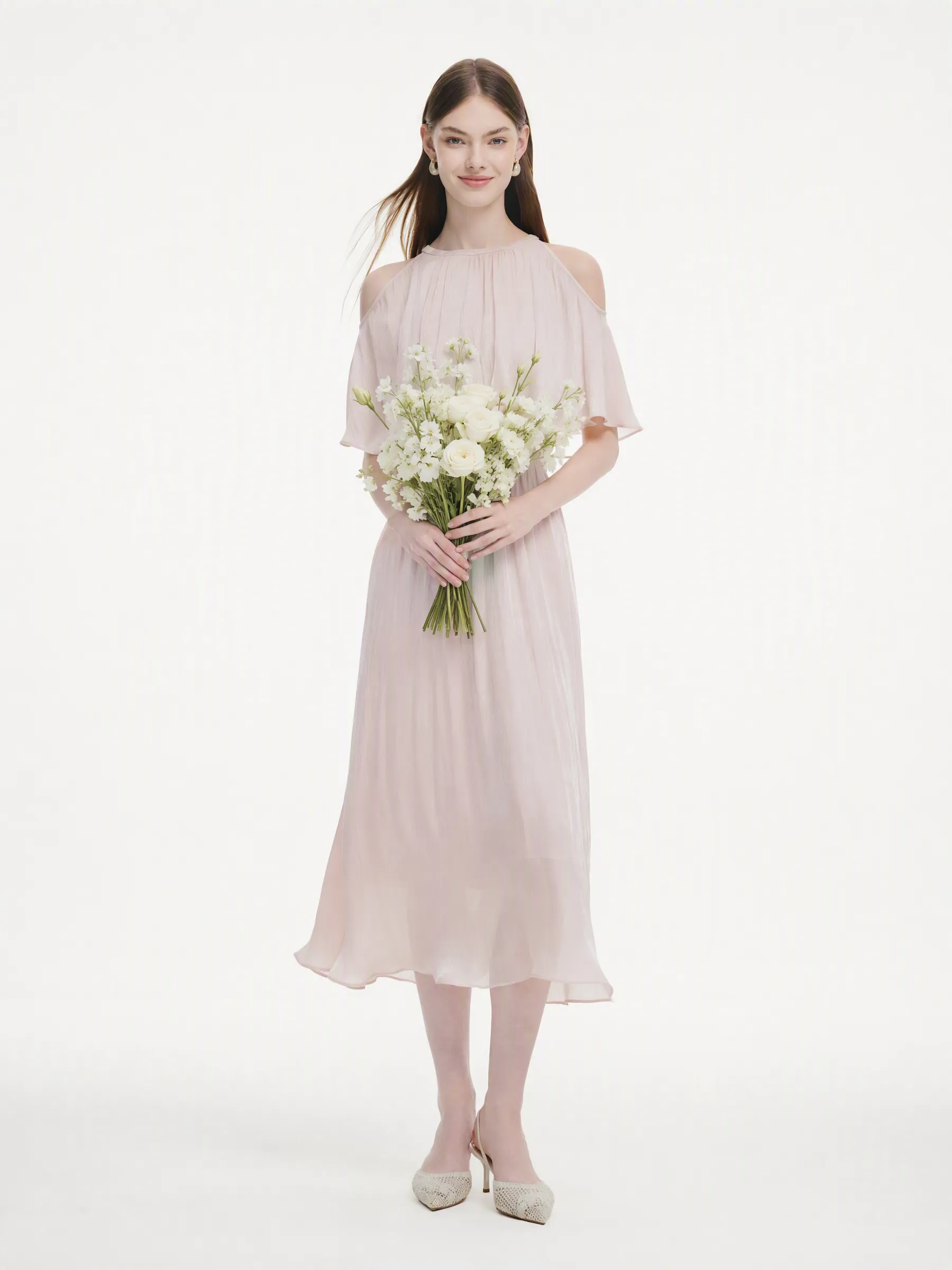 Smoky Pink Halter Neck Women Maxi Dress sold by Goelia