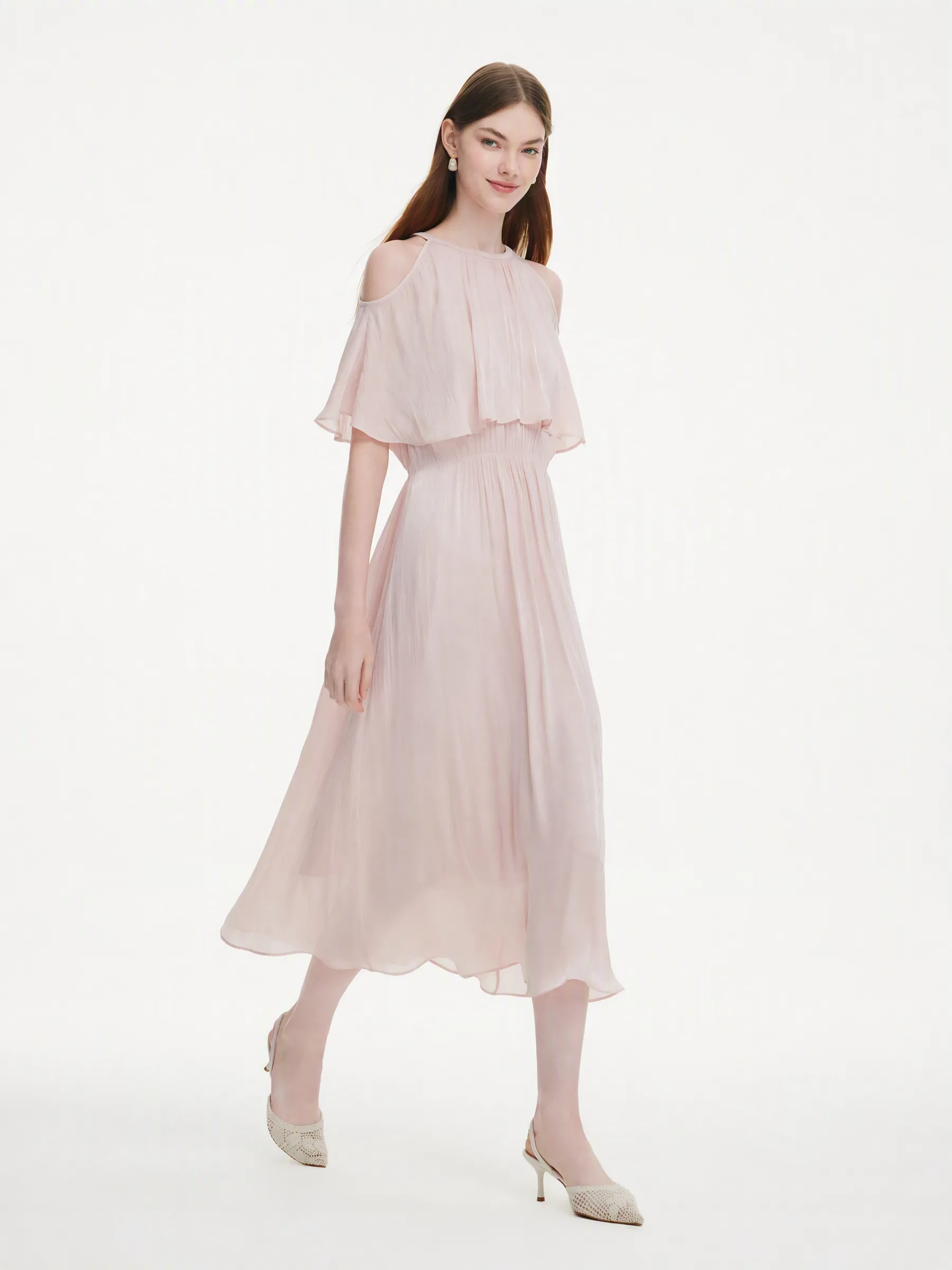 Smoky Pink Halter Neck Women Maxi Dress sold by Goelia product image thumbnail 3