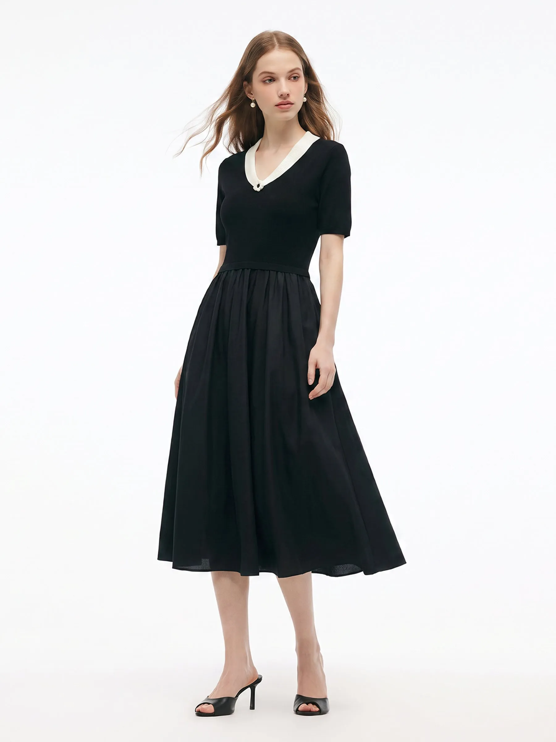 Lyocell Blend Patchwork Gather-Waisted Women Maxi Dress sold by Goelia product image thumbnail 3