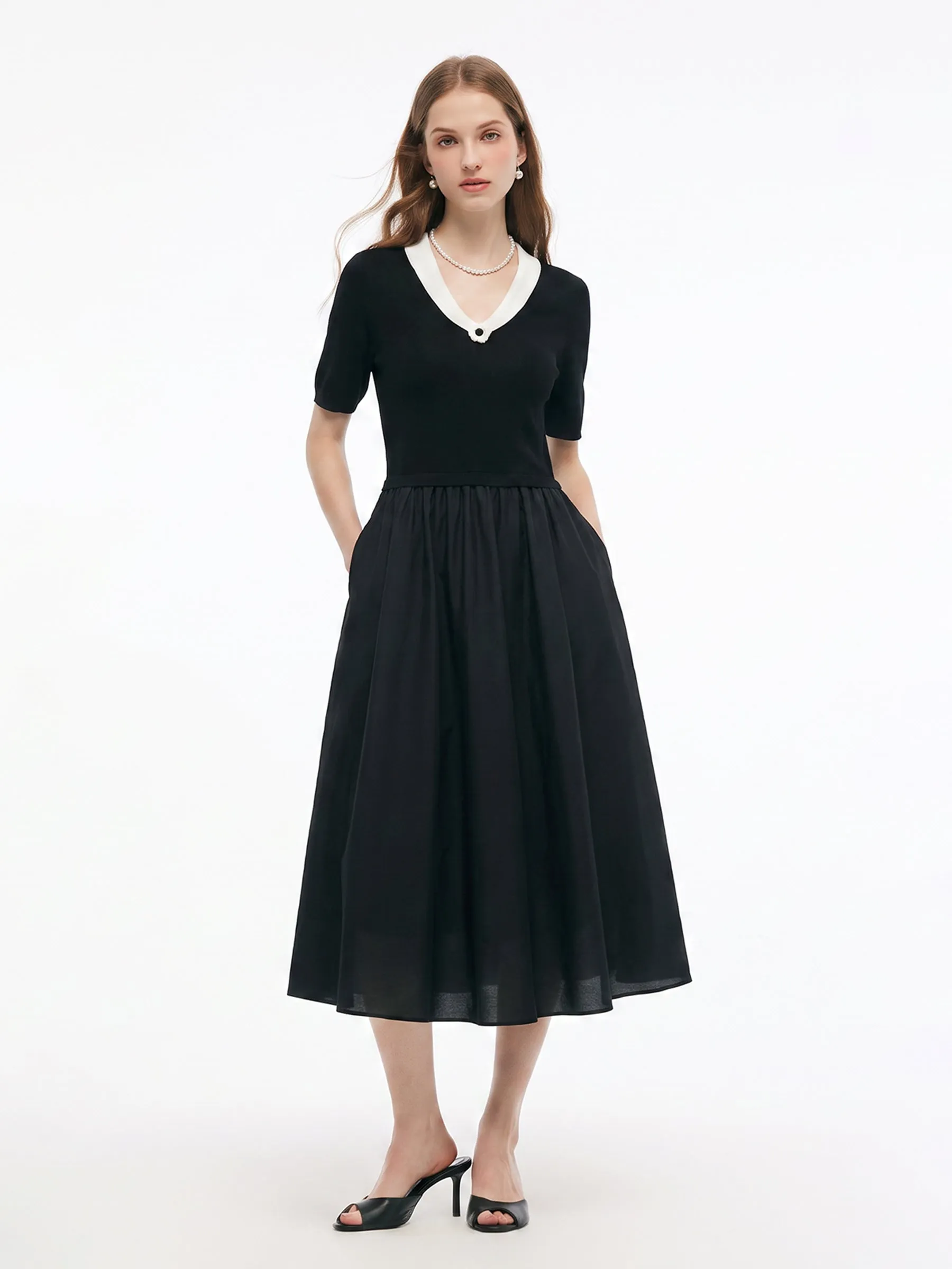 Lyocell Blend Patchwork Gather-Waisted Women Maxi Dress sold by Goelia product image thumbnail 2