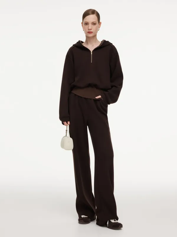 Half-Zip Hoodie And Pants Knit Two-Piece Set made by Goelia