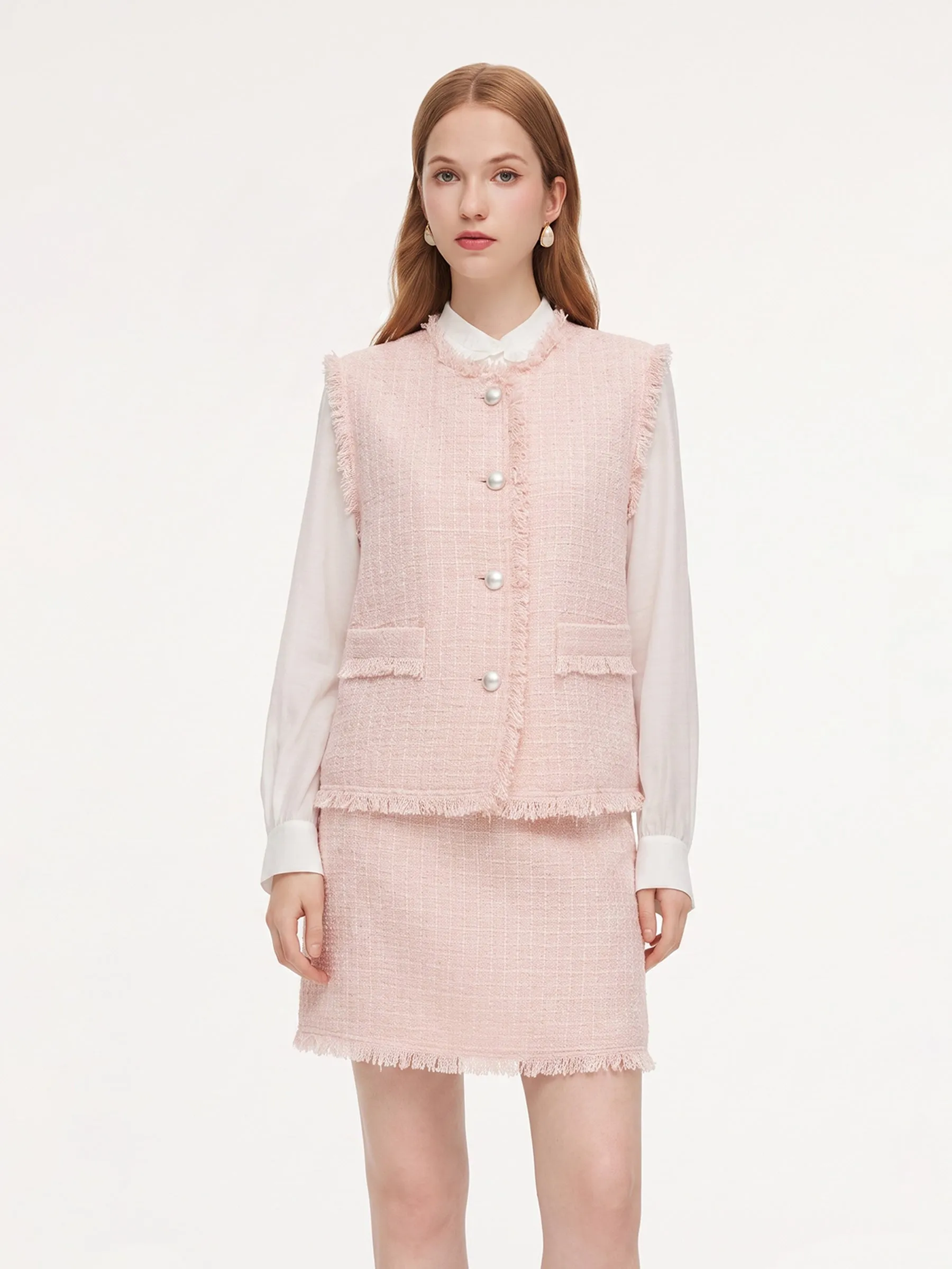 Tweed Frayed Edge Vest And Skirt Two-Piece Set sold by Goelia product image thumbnail 4