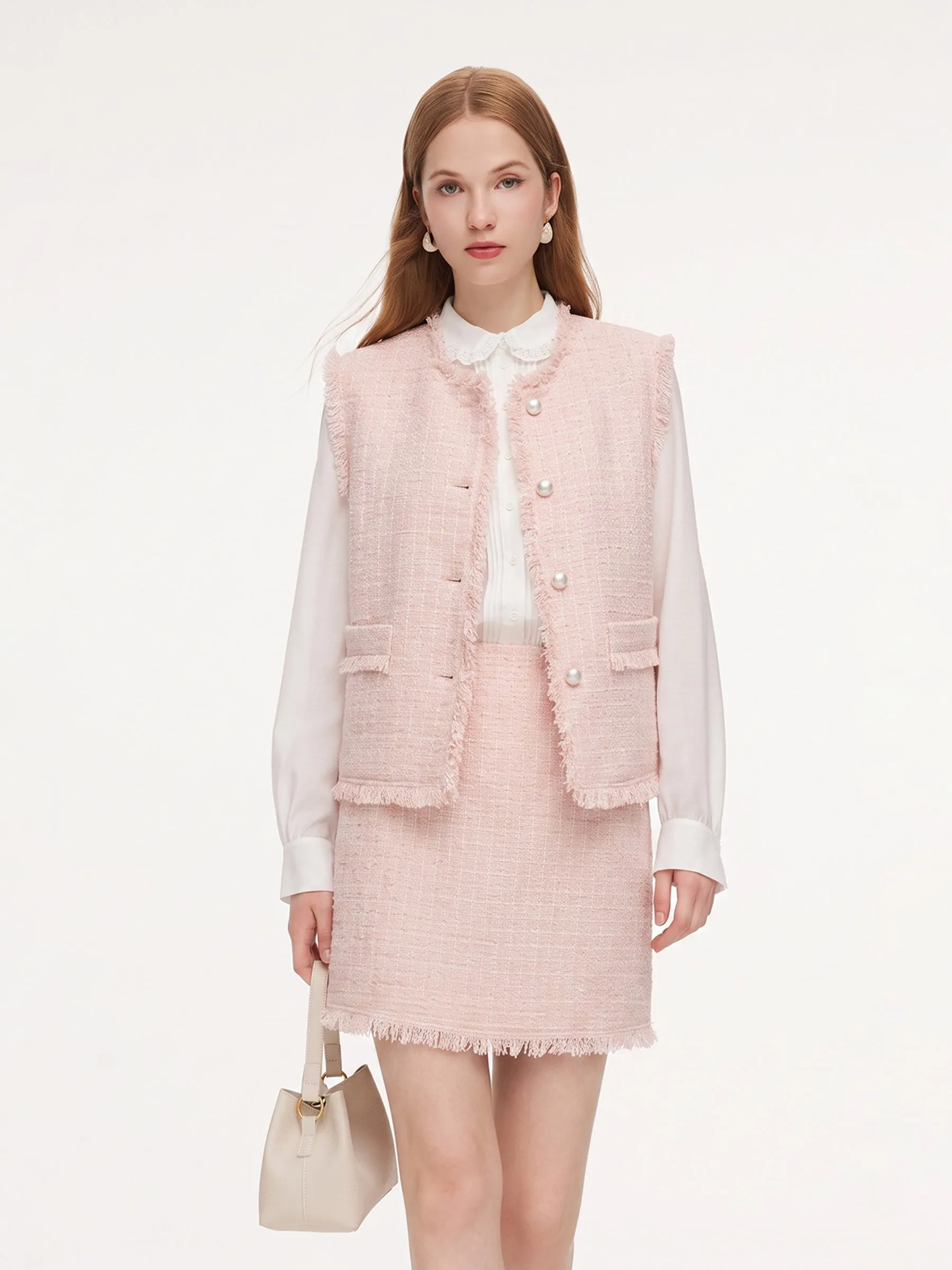 Tweed Frayed Edge Vest And Skirt Two-Piece Set sold by Goelia product image thumbnail 2