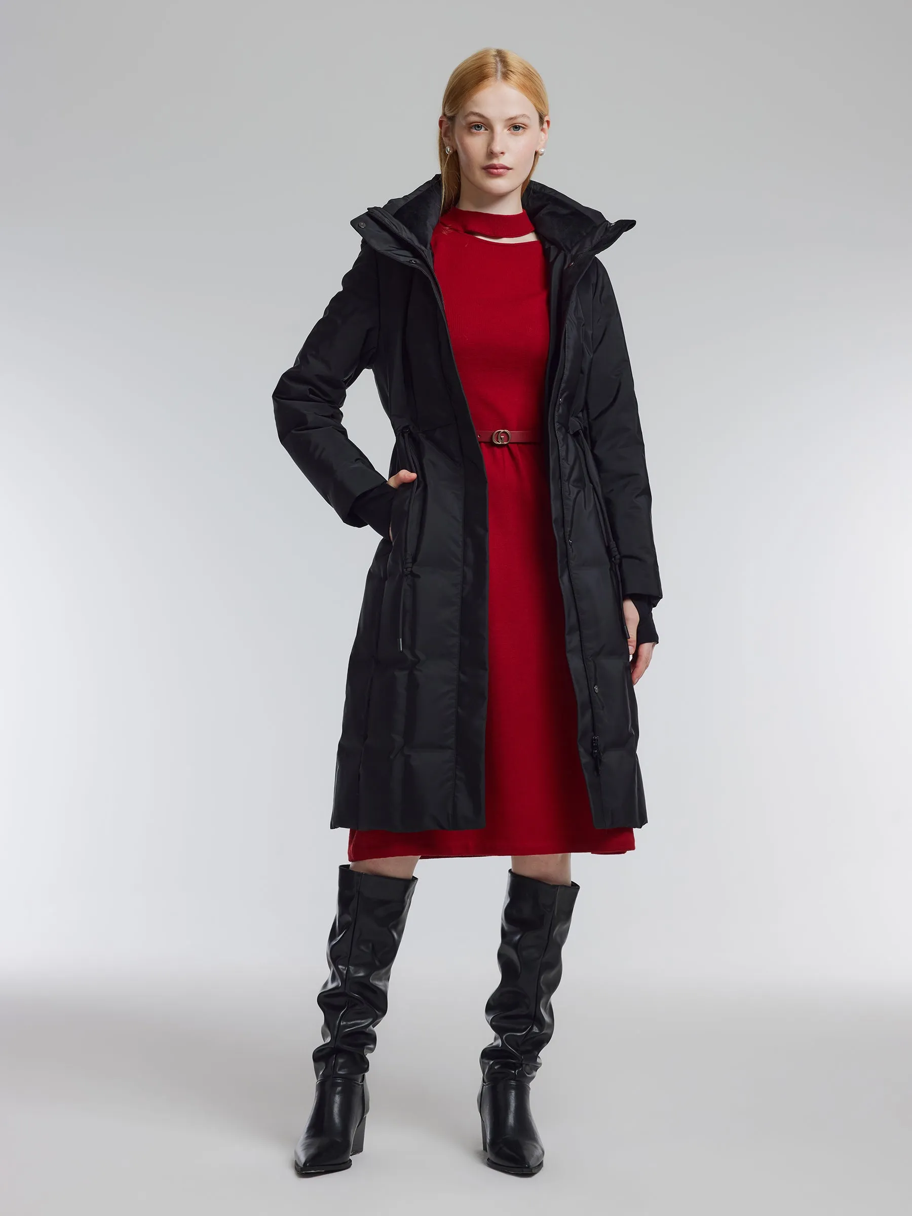 Lyocell Wool Blend Cut Out Women Knit Midi Dress With Belt sold by Goelia product image thumbnail 5