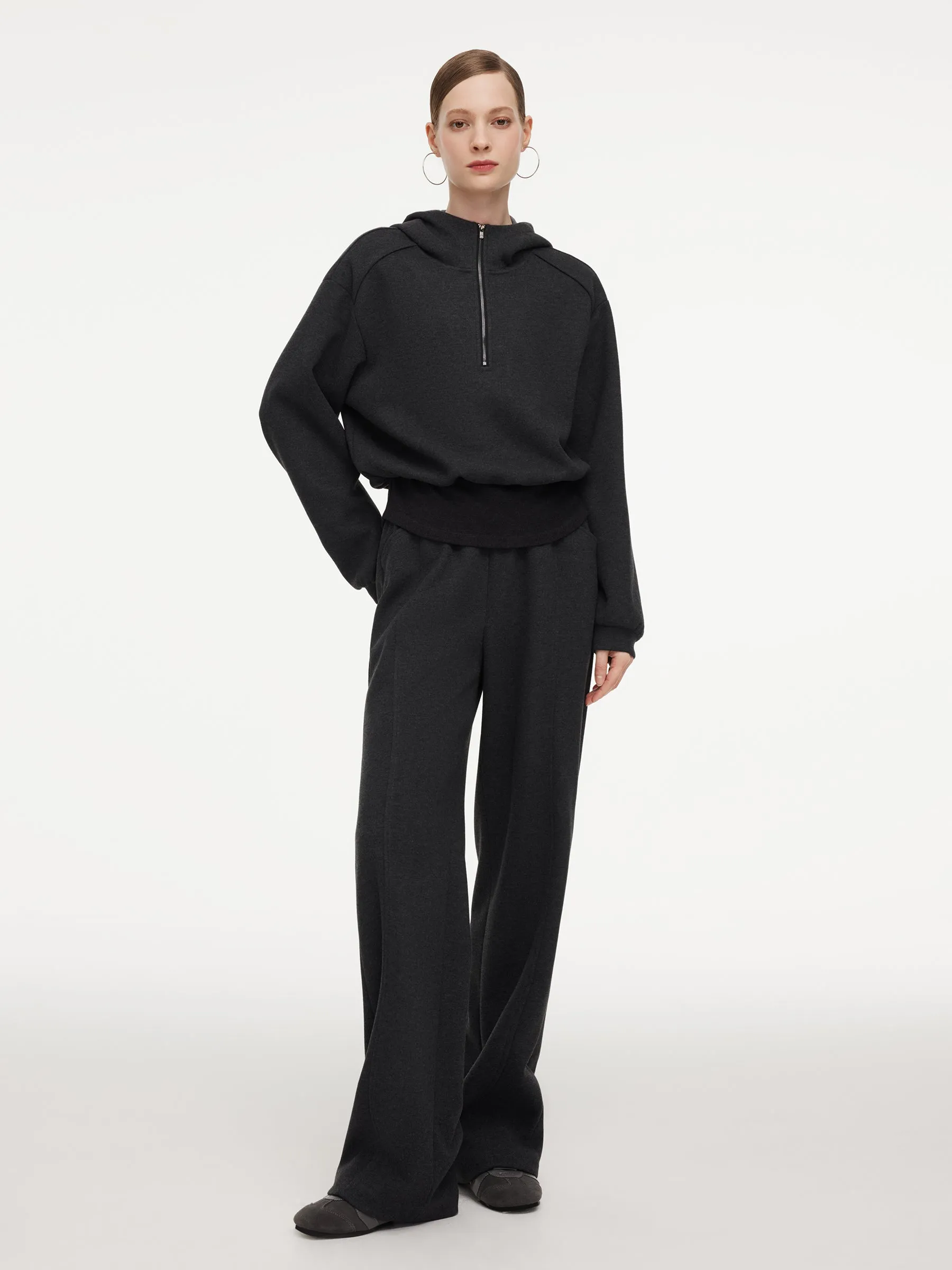 Half-Zip Hooded Knit Top And Pants Two-Piece Set sold by Goelia product image thumbnail 2