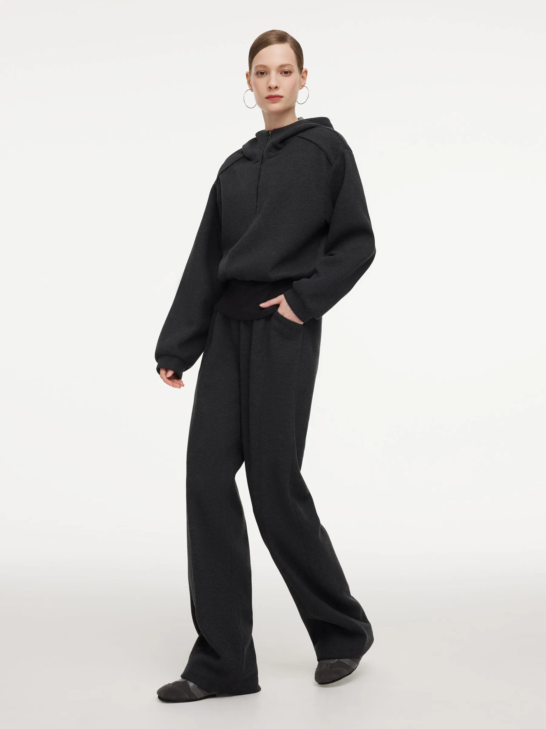Half-Zip Hooded Knit Top And Pants Two-Piece Set sold by Goelia product image thumbnail 3