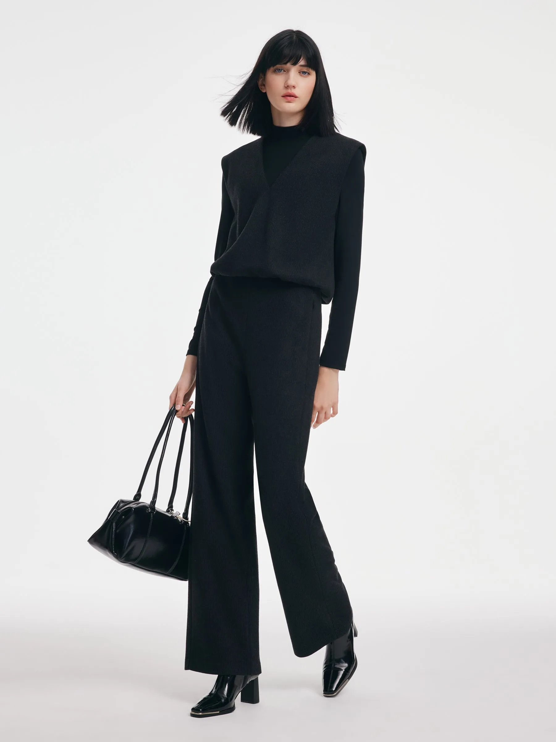 Ribbed Mock Neck Knit Top & Tank & Pants Three-Piece Set sold by Goelia product image thumbnail 2