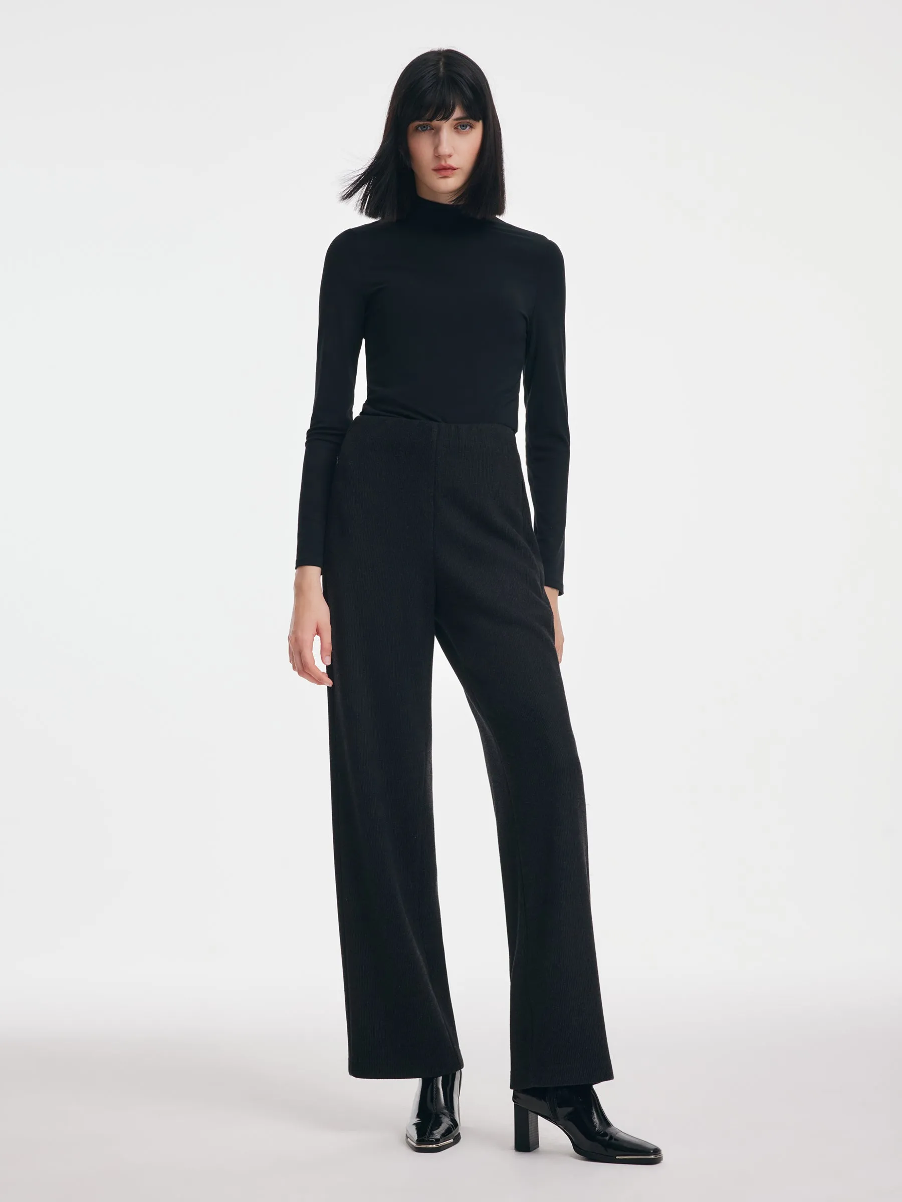 Ribbed Mock Neck Knit Top & Tank & Pants Three-Piece Set sold by Goelia product image thumbnail 4
