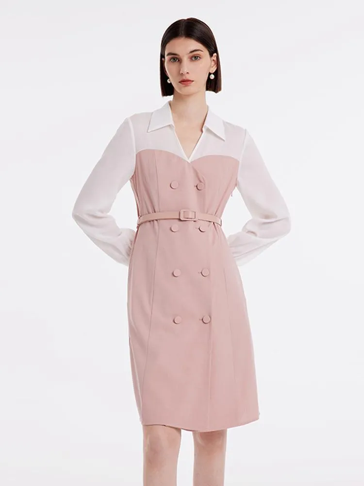Pink Mesh Sleeve Patchwork Midi Dress sold by Goelia product image thumbnail 3