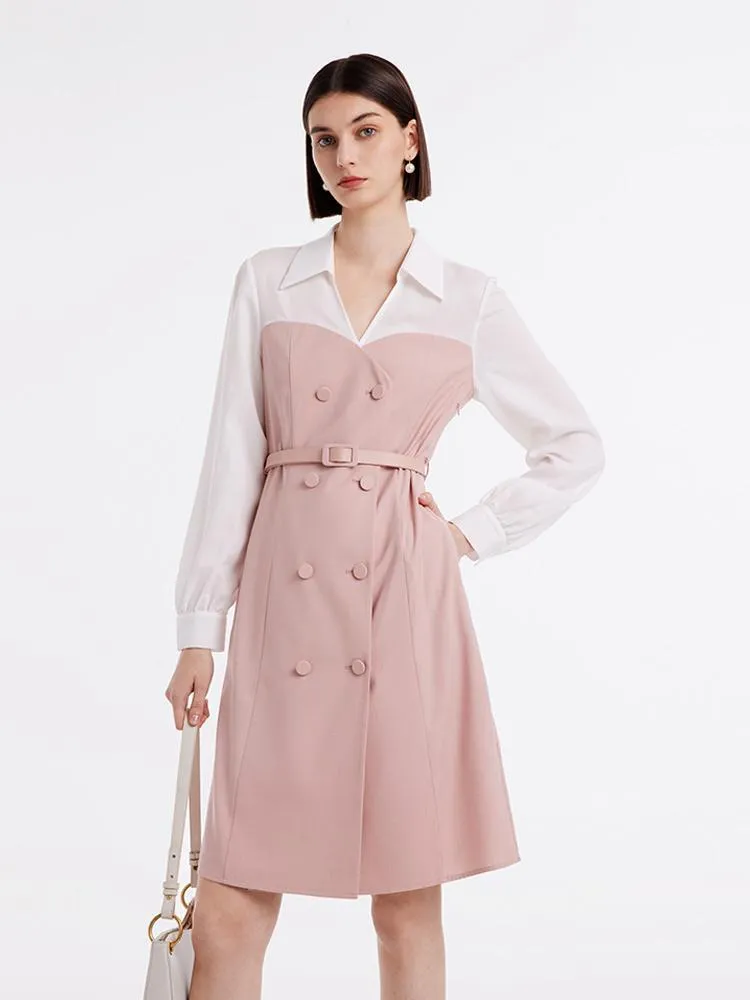 Pink Mesh Sleeve Patchwork Midi Dress sold by Goelia product image thumbnail 4