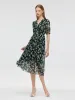 10 Momme Mulberry Silk Floral Print Women Midi Dress sold by Goelia