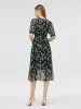 10 Momme Mulberry Silk Floral Print Women Midi Dress sold by Goelia