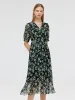 10 Momme Mulberry Silk Floral Print Women Midi Dress sold by Goelia
