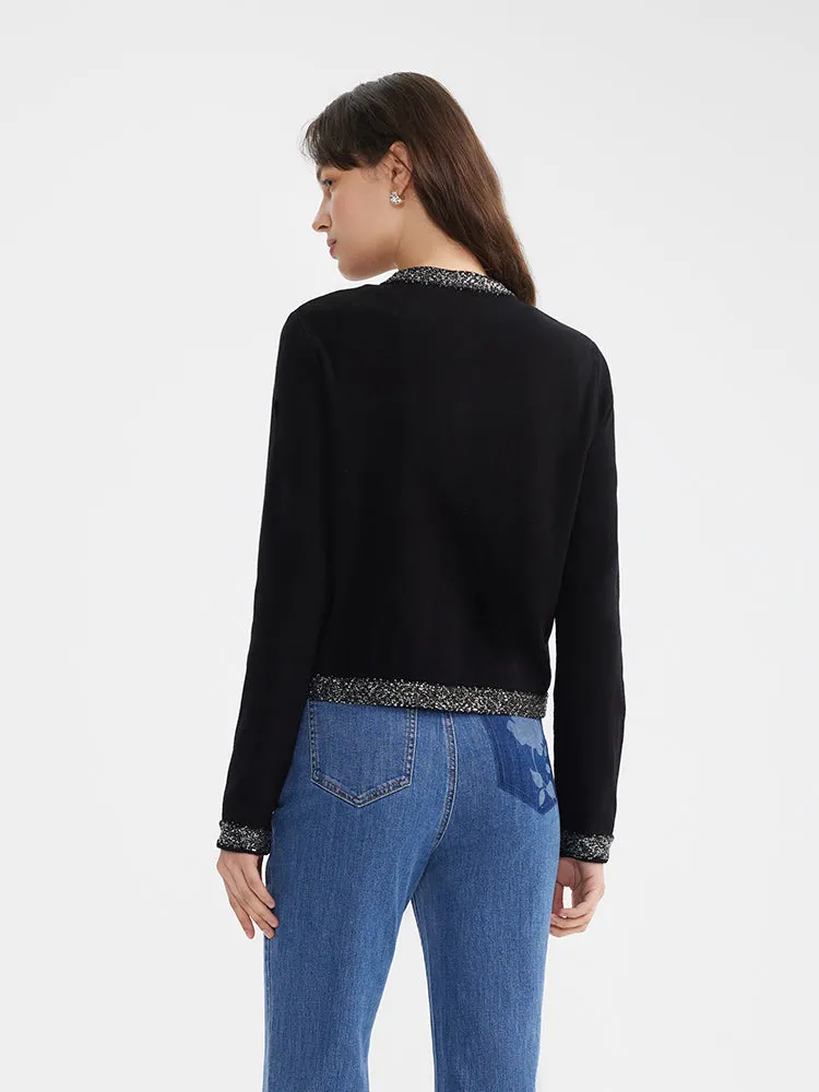 Sequins Trim Women Knitted Cardigan sold by Goelia product image thumbnail 5