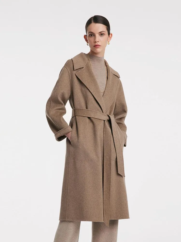 Cashmere Lapel Women Coat With Belt sold by Goelia