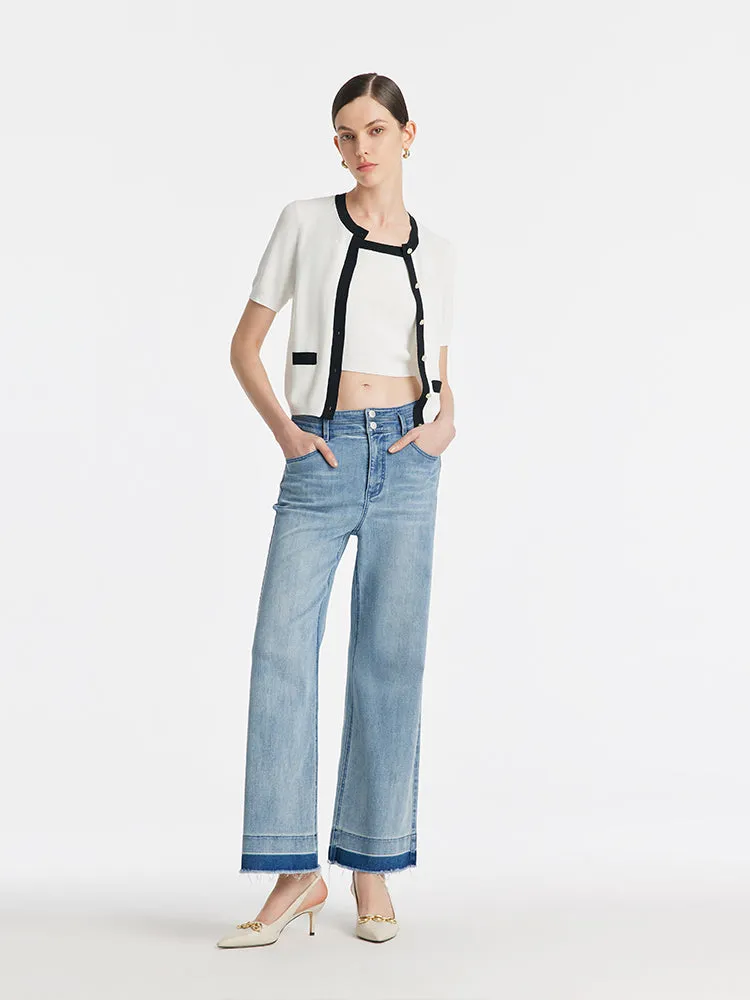 Contrast Trim Knitted Cardigan And Camisole Two-Piece Set sold by Goelia product image thumbnail 2