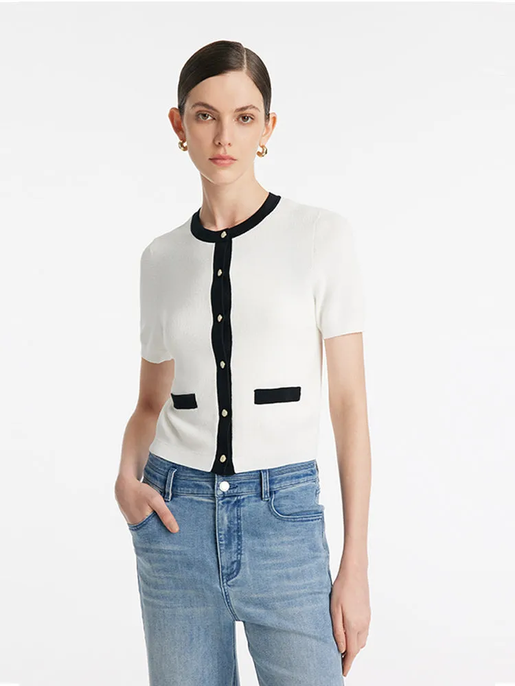 Contrast Trim Knitted Cardigan And Camisole Two-Piece Set sold by Goelia product image thumbnail 3