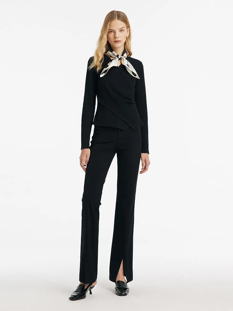 V-Neck Crossover Gathered Waist Women Knit Top sold by Goelia product image thumbnail 2