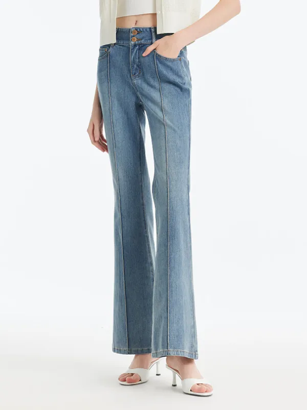 Back-Slit Denim Flared Women Jeans sold by Goelia