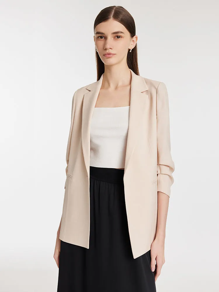 Acetate Ruched Sleeves Women Blazer sold by Goelia