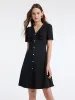 Pleated V-neck Gathered Waist Mini Dress sold by Goelia