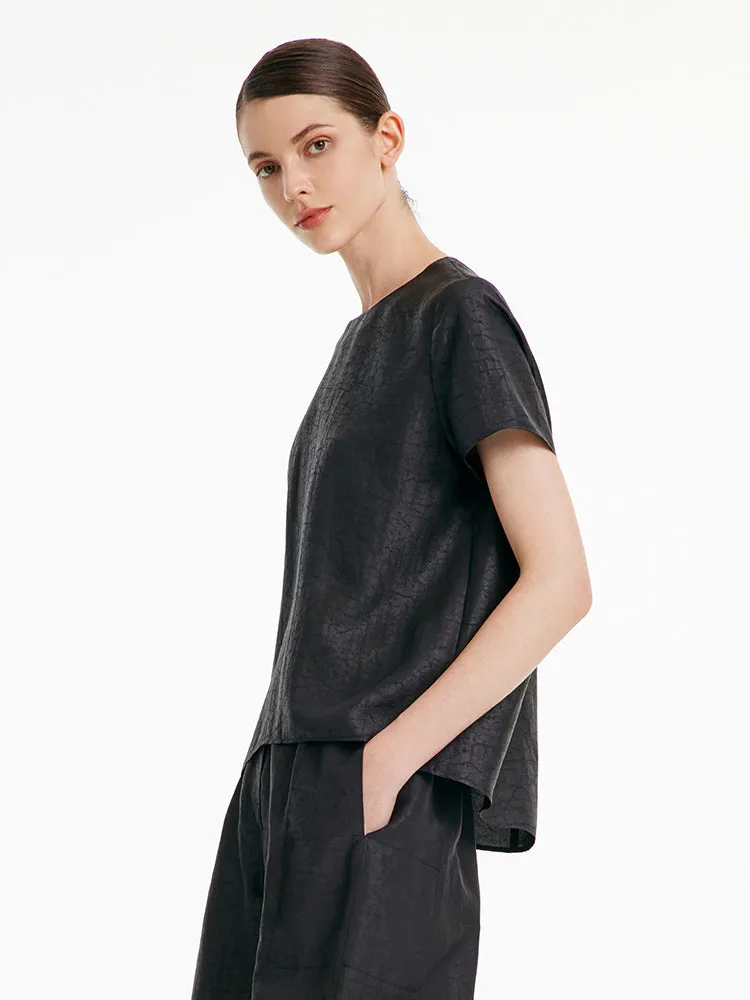 Xiang Yun Silk Short Sleeve Woven T-shirt sold by Goelia product image thumbnail 4