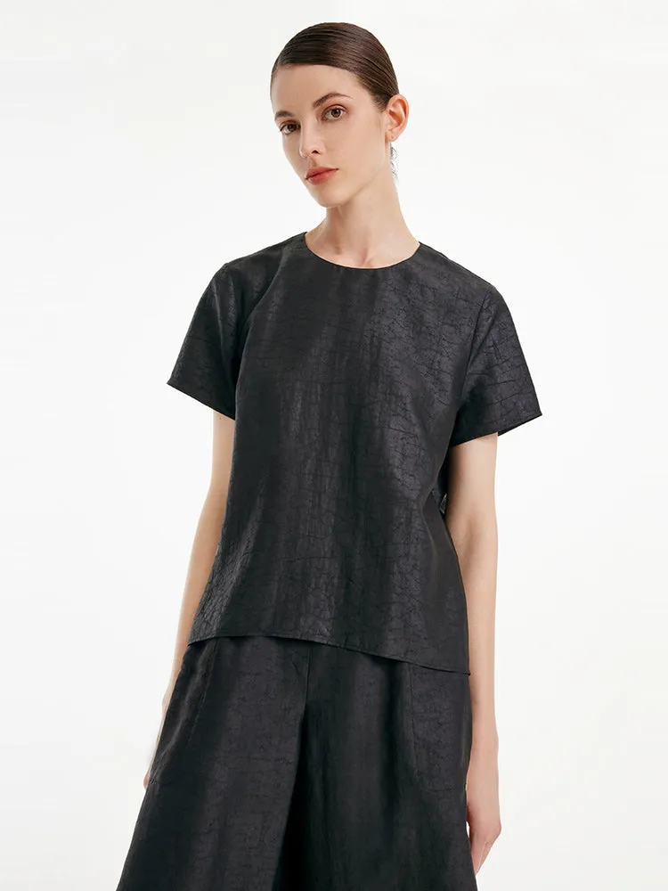 Xiang Yun Silk Short Sleeve Woven T-shirt sold by Goelia product image thumbnail 3