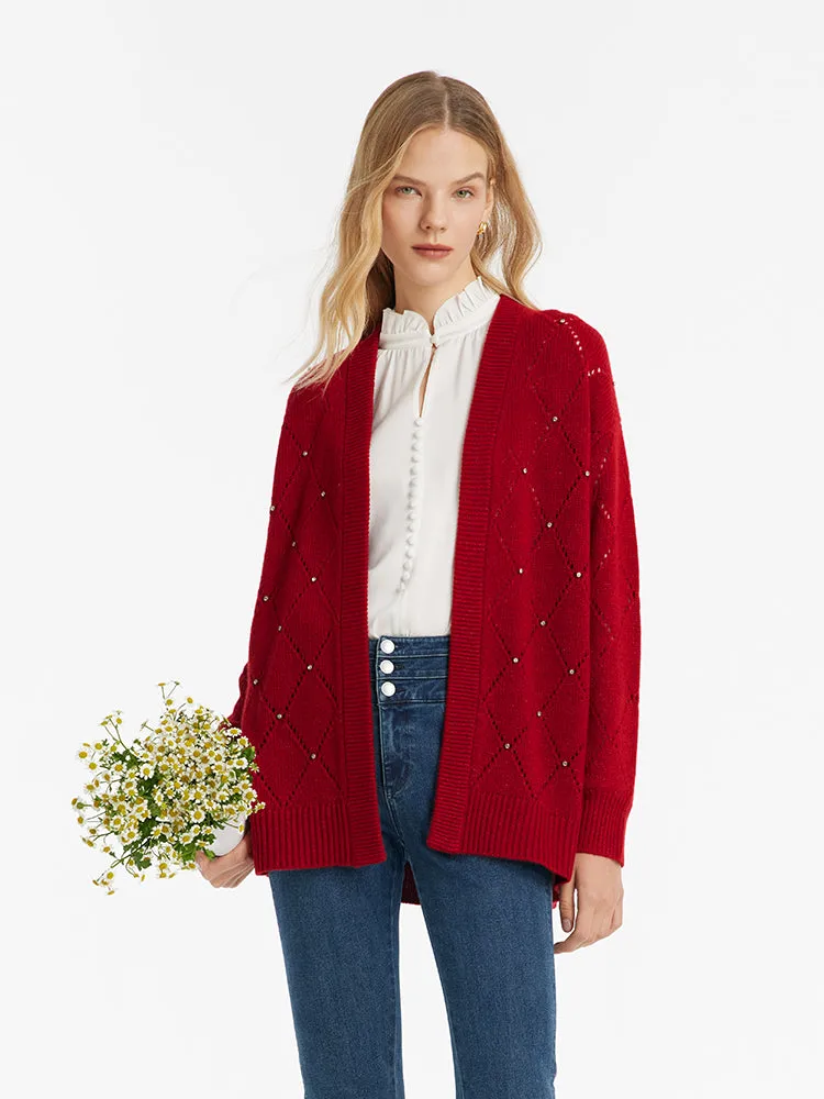 Wool Sequins Bead Knitted Women Cardigan sold by Goelia