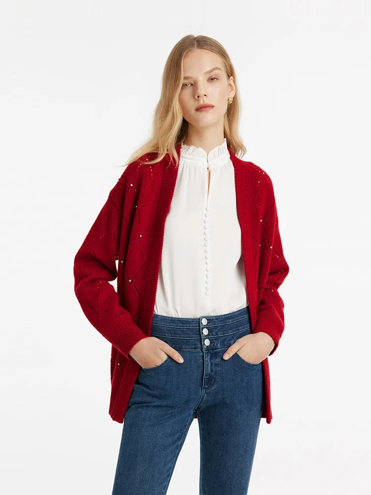 Wool Sequins Bead Knitted Women Cardigan sold by Goelia product image thumbnail 4