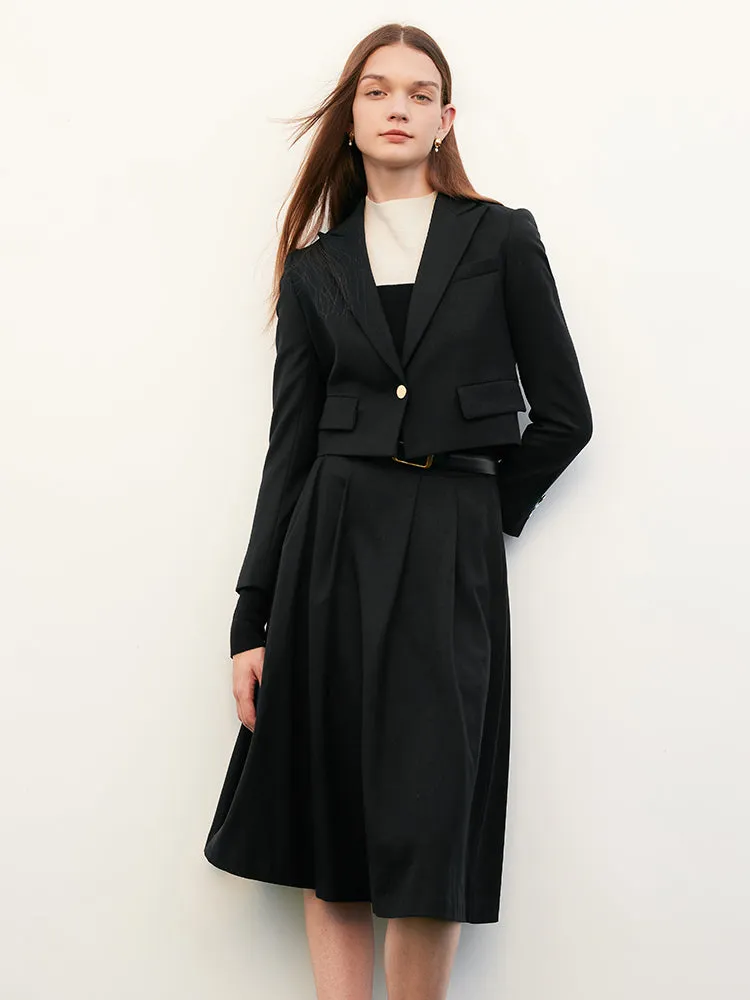 Wool Crop Blazer And Pleated Half Skirt Two-Piece Suit sold by Goelia product image thumbnail 2