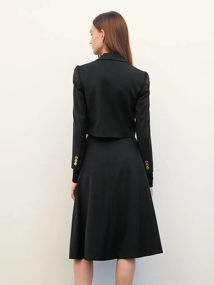Wool Crop Blazer And Pleated Half Skirt Two-Piece Suit sold by Goelia product image thumbnail 3