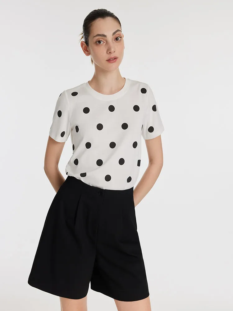Polka Dots Print Round Neck Women T-Shirt sold by Goelia product image thumbnail 3