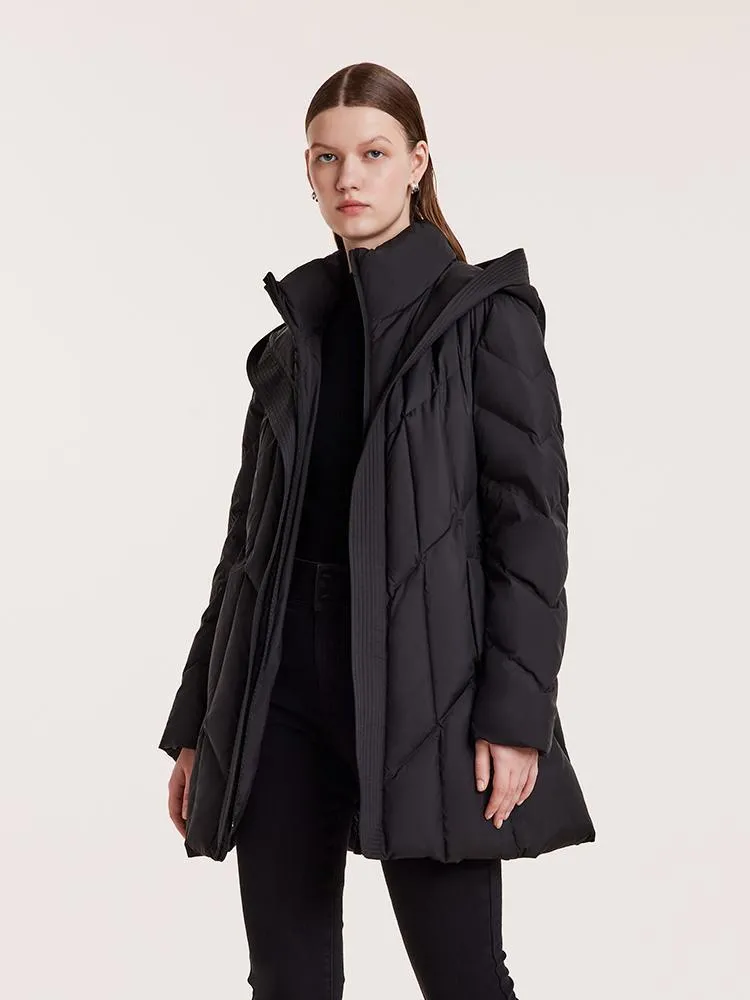 Triple Protection Fabric Hooded Gathered Waist Goose Down Garment sold by Goelia product image thumbnail 4