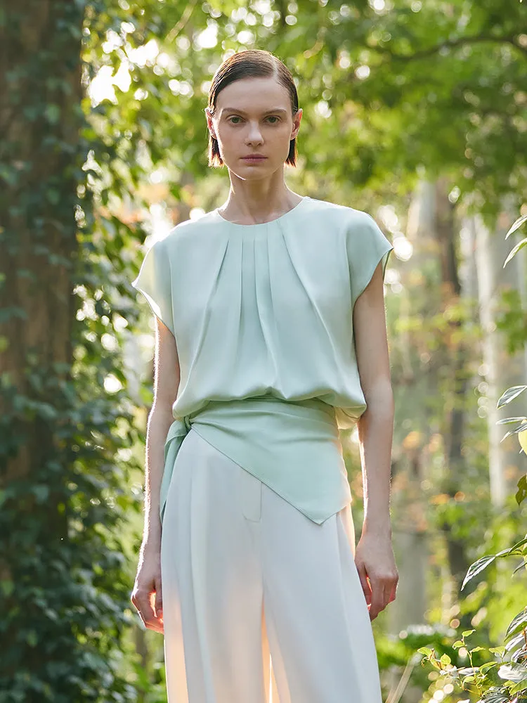 22 Momme Mulberry Silk Round Neck Ruched Women Blouse sold by Goelia product image thumbnail 4