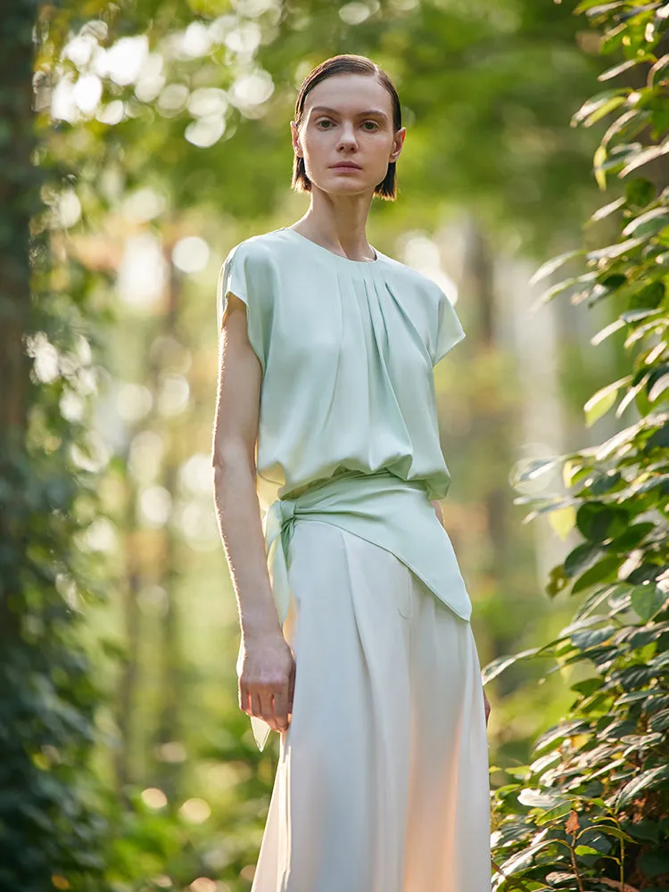 22 Momme Mulberry Silk Round Neck Ruched Women Blouse sold by Goelia product image thumbnail 5