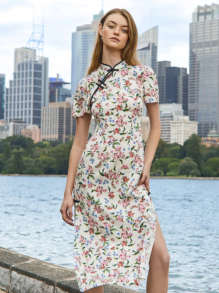 19 Momme Silk Slit Cheongsam Qipao Midi Dress sold by Goelia product image thumbnail 5