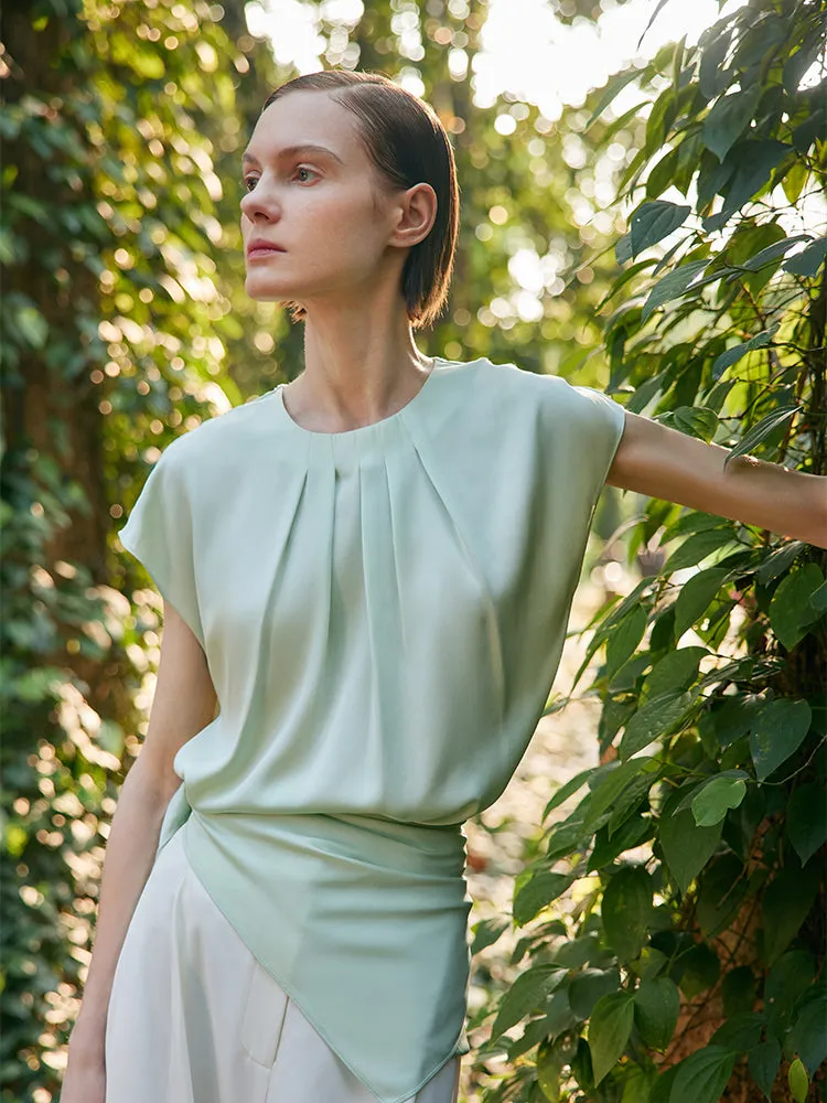 22 Momme Mulberry Silk Round Neck Ruched Women Blouse sold by Goelia product image thumbnail 3