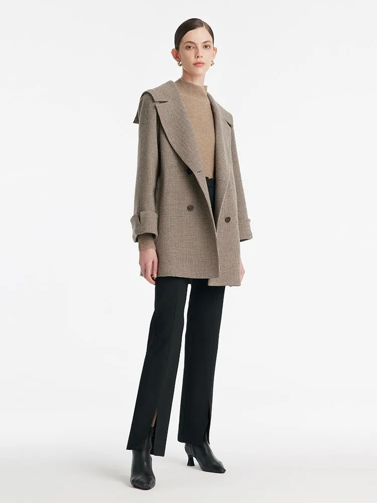 Navy Collar Mid-Length Lapel Women Coat With Belt sold by Goelia product image thumbnail 2