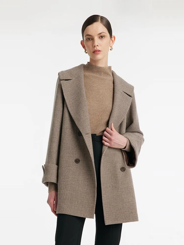 Navy Collar Mid-Length Lapel Women Coat With Belt sold by Goelia product image thumbnail 5