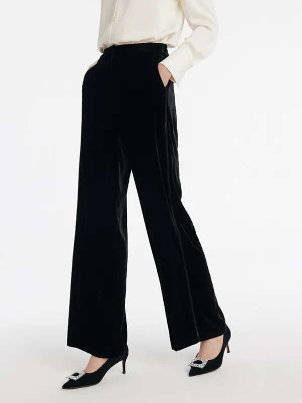 Silk Blend Straight Women Velvet Pants sold by Goelia