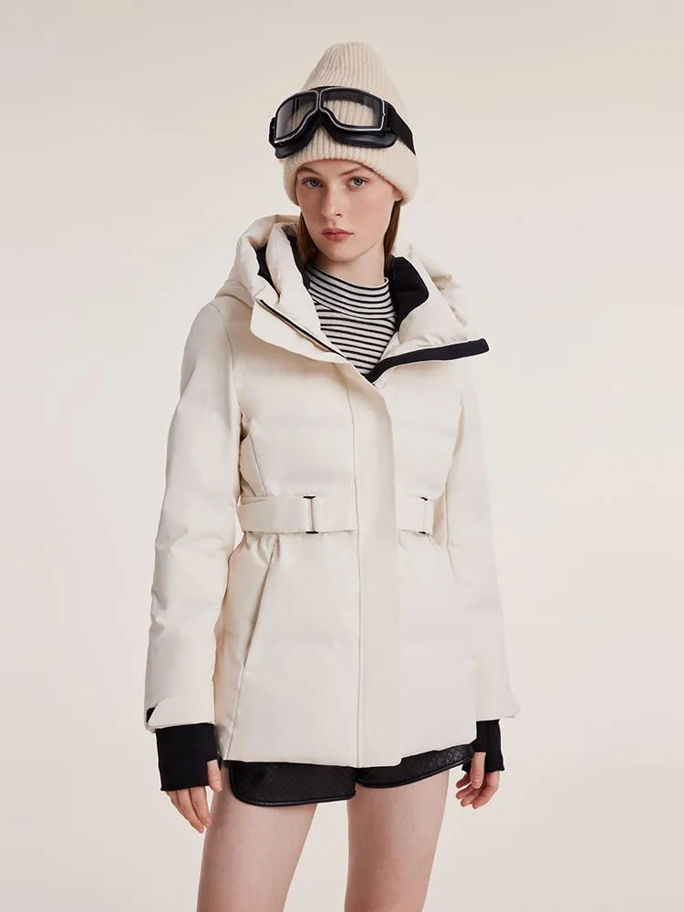 Hooded Gathered Waist Short Goose Down Garment sold by Goelia